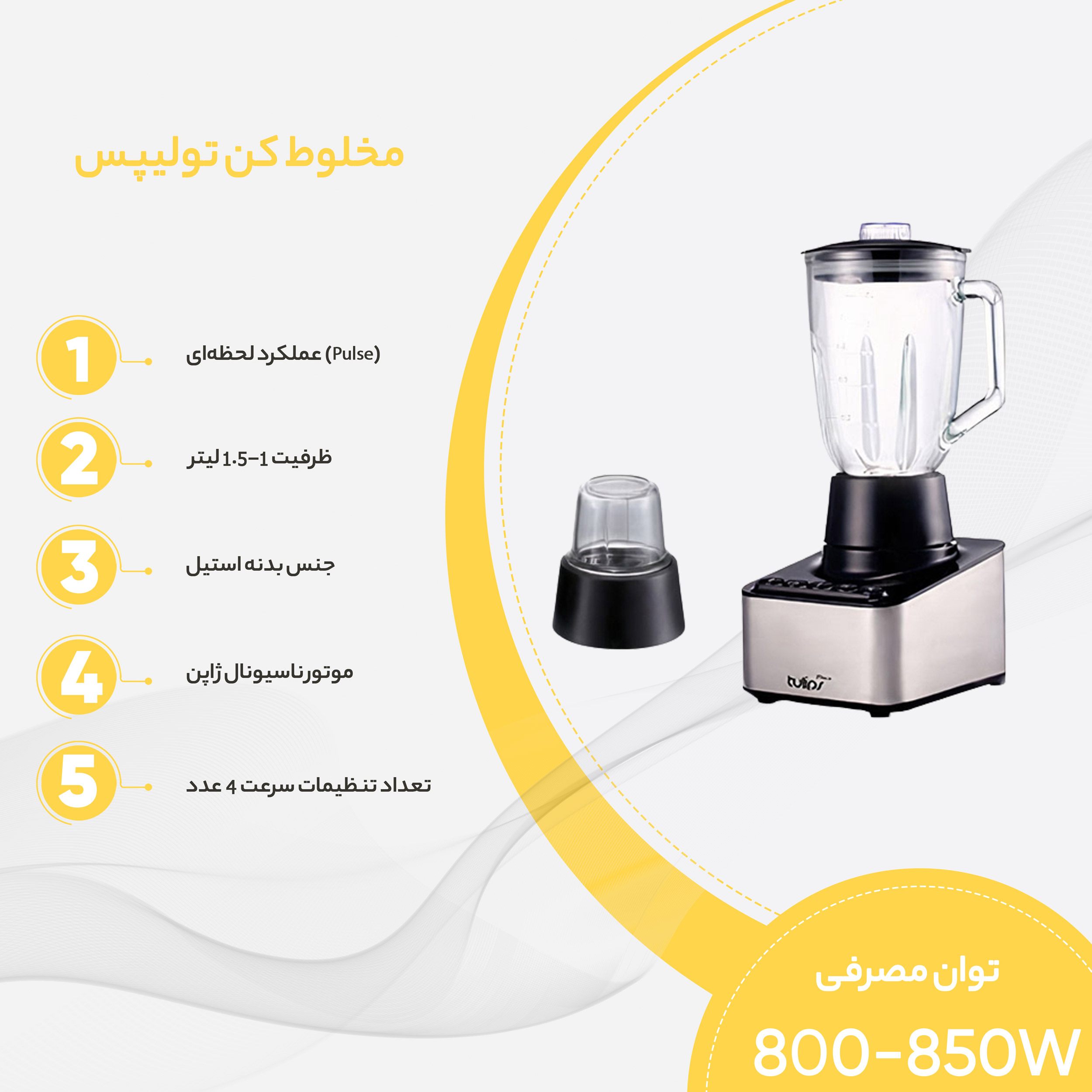 آسیاب مخلوط کن تولیپس مدل 474